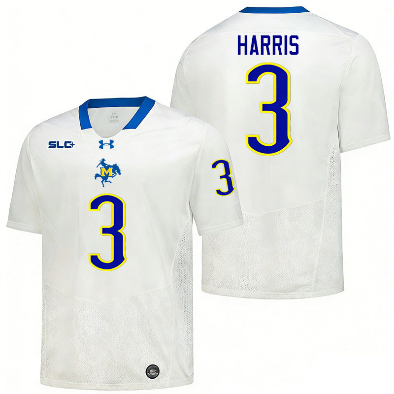 McNeese Cowboys #3 Jonathan Harris College Football Jerseys,Uniforms-White